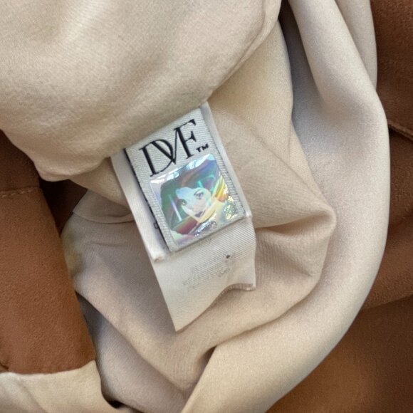 Diane von Furstenberg $450 wrap Sibylla Colorblock brown and beige dress 2 - Picture 3 of 15